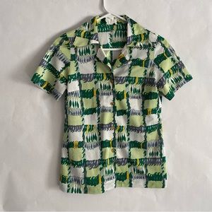 Vintage printed short sleeve button down